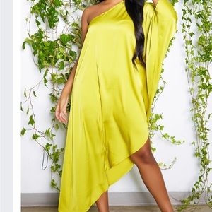 One Shoulder Dress - Chartreuse